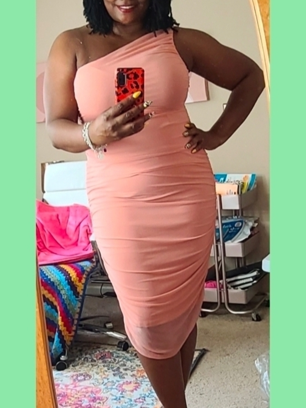 One-Shoulder Pink Bodycon Dress